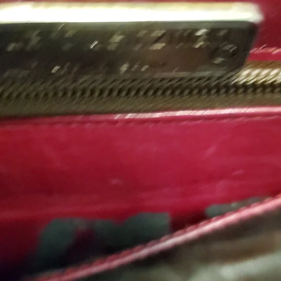 RARE Vintage Stuart Weitzman Leather Handbag Burgandy Floral Design - Picture 9 of 12